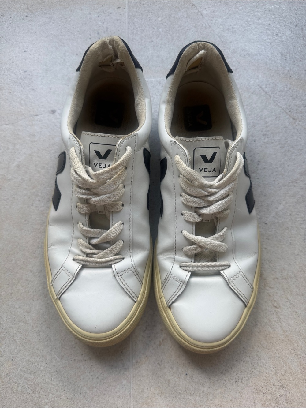 Veja White Sneakers with Black V Detail